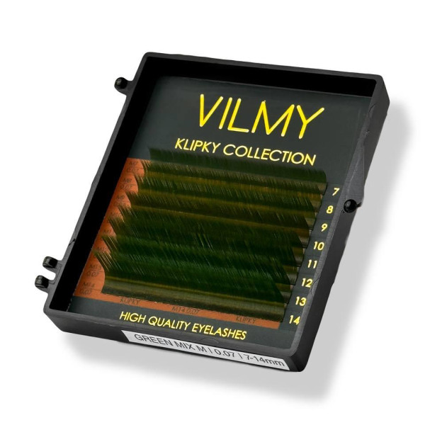 Вії 8 ліній Vilmy Klipky green mix С+ / 0.07 / 7-14