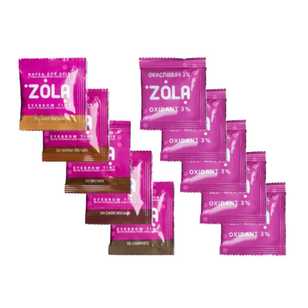 Набір фарба + окисники Zola Eyebrow Tint Set в саше по 5ml
