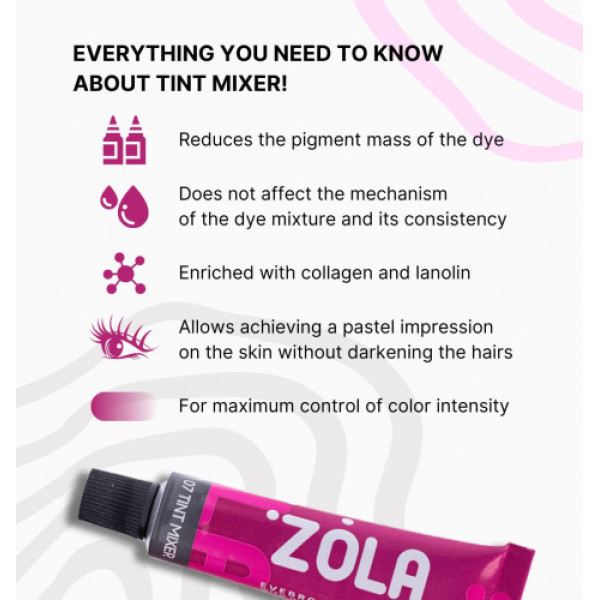 Zola фарба для брів з колагеном база Eye Brow Tint Base with Collagen 07 Tint Mixer 15ml