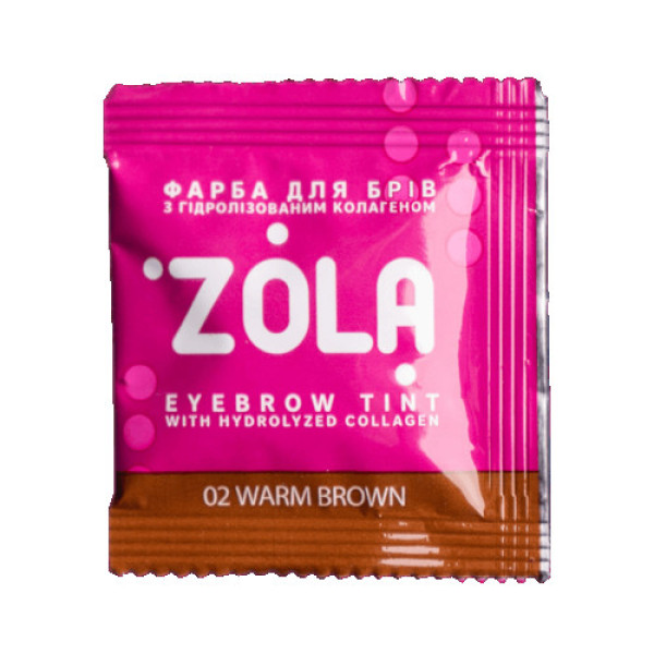 Zola фарба для брів у саше з колагеном Eye Brow Tint with Collagen 02 Warm Brown 5ml