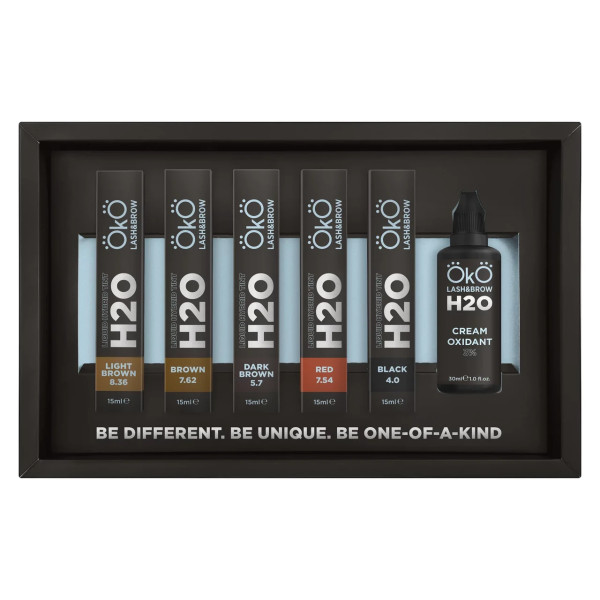 Набір фарб для брів і вій Oko Liquid Hybrid Tint H2O з окисником