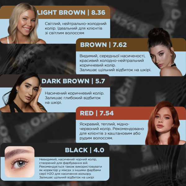 Фарба для вій та брів Oko Liquid Hybrid Tint H20 Dark Brown 5.7, 15ml
