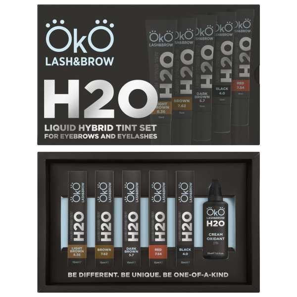 Набір фарб для брів і вій Oko Liquid Hybrid Tint H2O з окисником