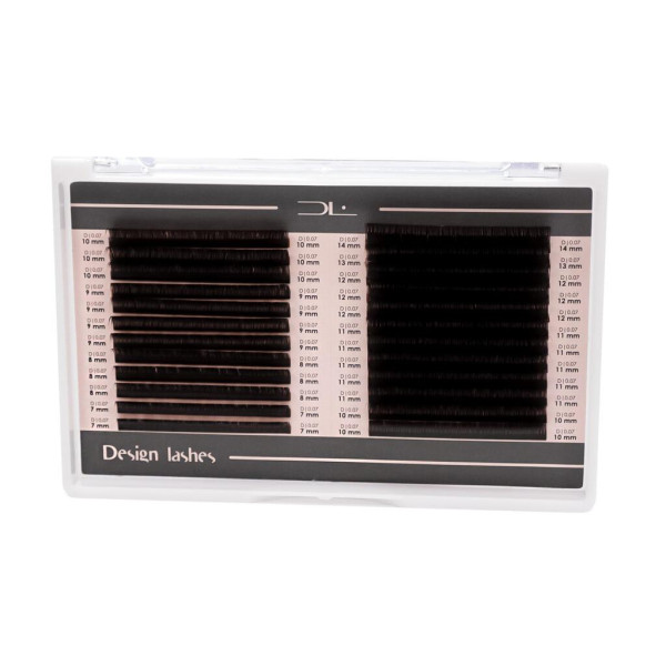 Вії Design Lashes mix чорний шоколад 24л C / 0.1 / 7-14