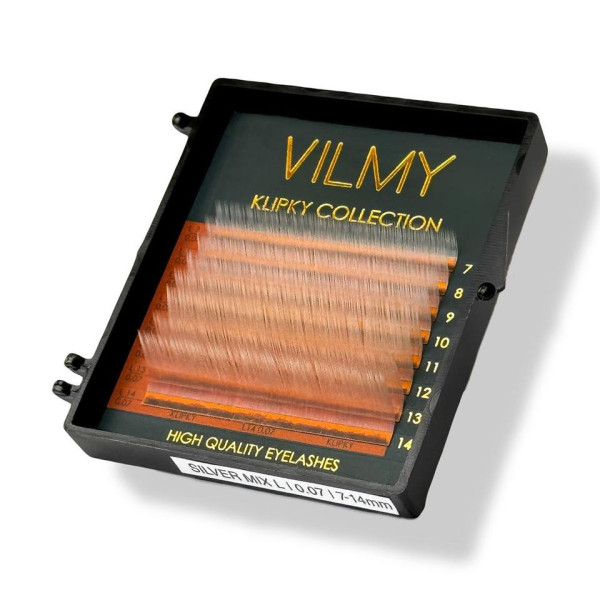 Ресницы 8 линий Vilmy Klipky silver mix С+ / 0.07 / 7-14