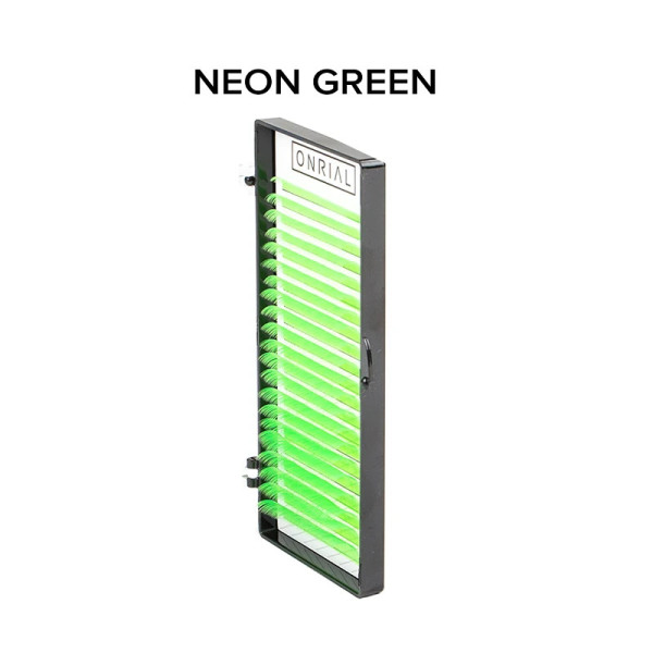 Вії кольорові мікс Green Neon Onrial C / 0.07 / 6-13