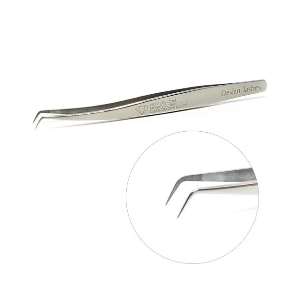 Пинцет Design Lashes Diamond мини L 6мм зеркальный
