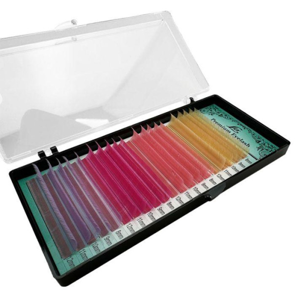 Вії Lex 4 color (gold; pink; h-pink; l-violet) 20 lines CC / 0.07 / 7-12