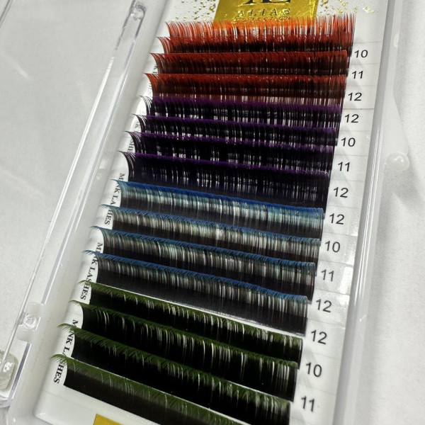 Вії Alias color mix Red/Violet/Blue/Green C / 0.07 / 10-12