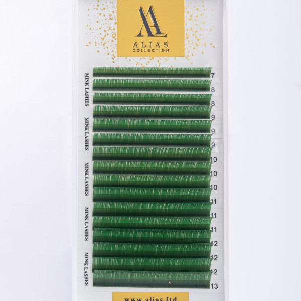 Вії Alias зелені вії Green C / 0.07 / 7-13