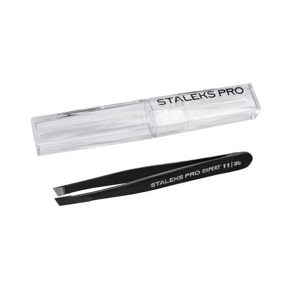 Пинцет для бровей Staleks Expert 11 Type 3v Широкие скошенные кромки фиолетовый Black
