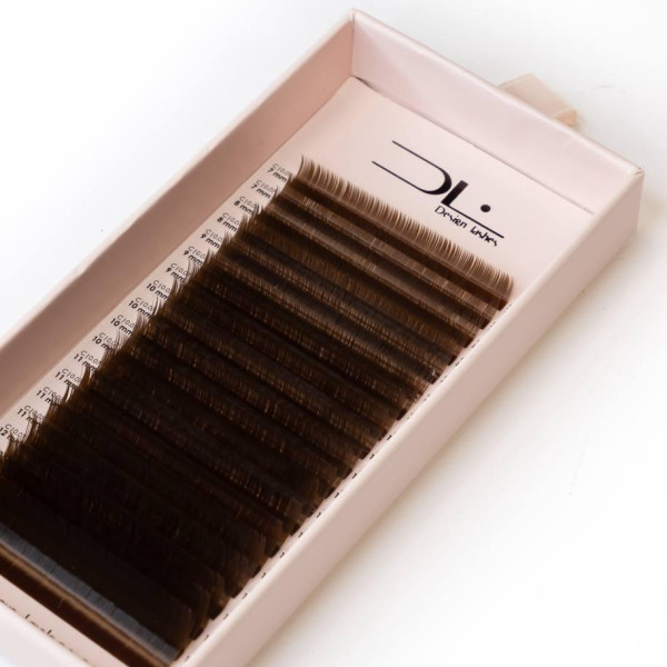 Ресницы Design Lashes коричневые Brown микс 20л M / 0.07 / 7-14