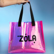 Zola сумка - шоппер голографическая розовая с черным