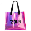 Zola сумка - шоппер голографическая розовая с черным