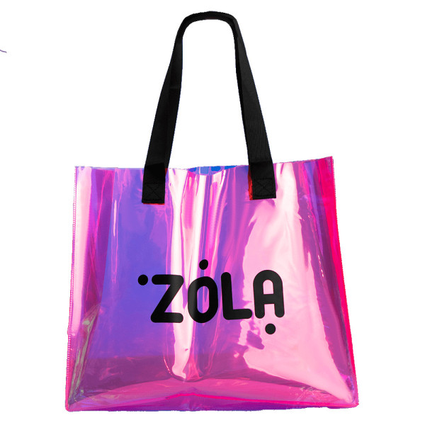 Zola сумка - шоппер голографическая розовая с черным